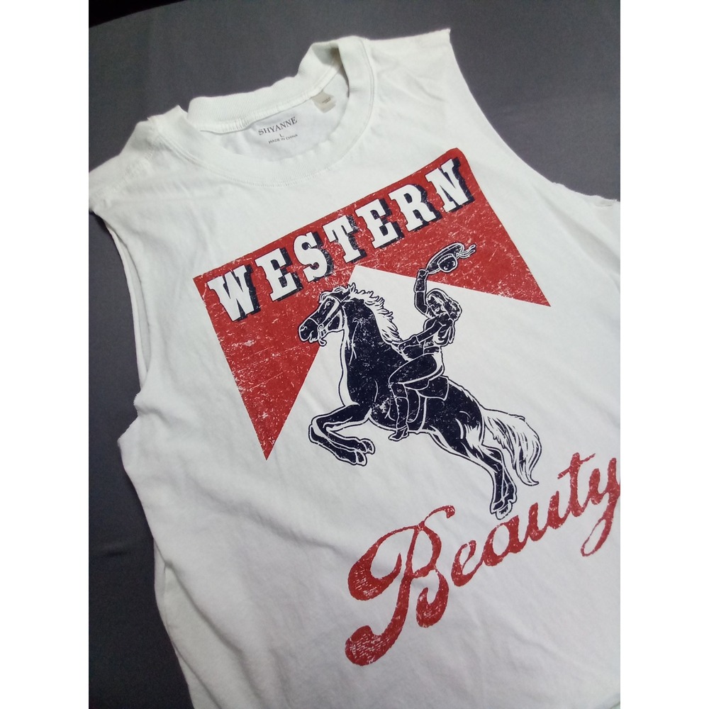 Shyanne Women's Western Beauty Graphic Tank 100% Cotton Size L